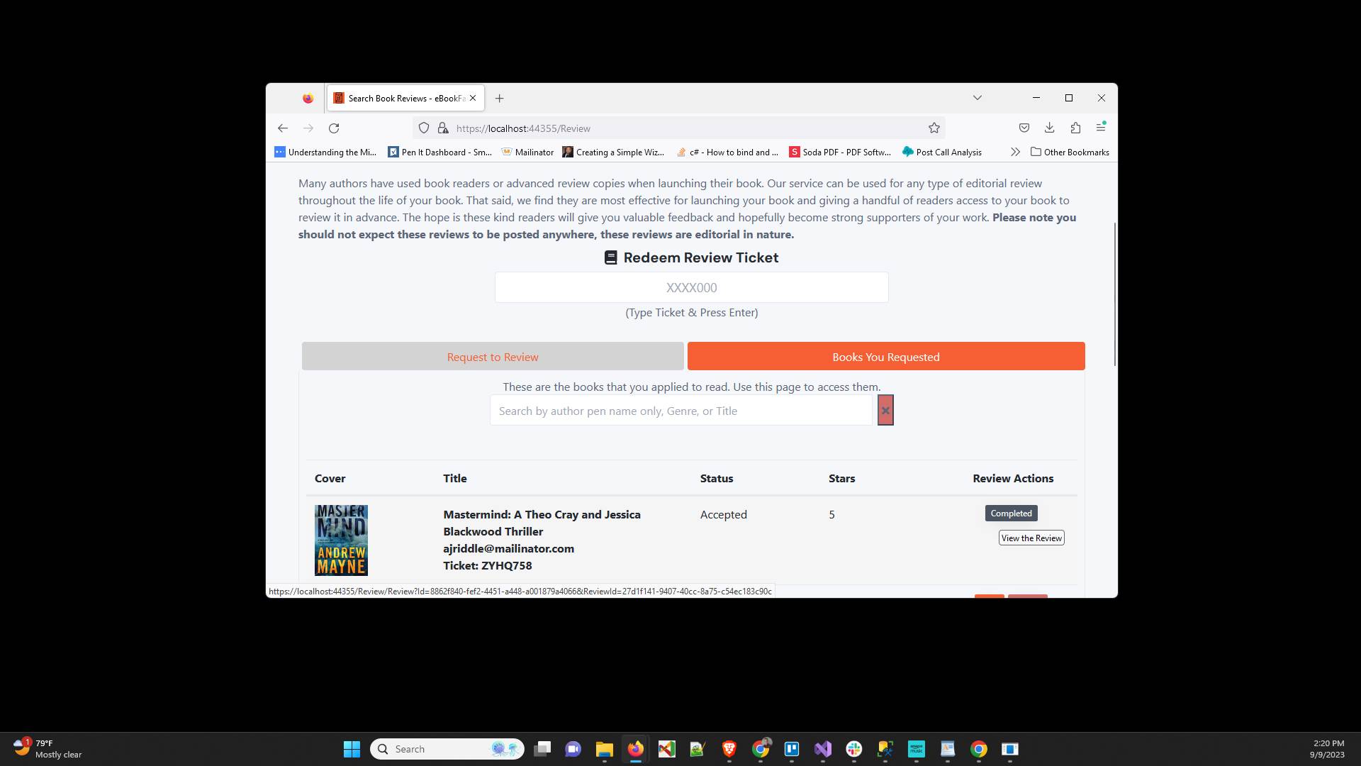 After you do that the status of the review will change to Completed
