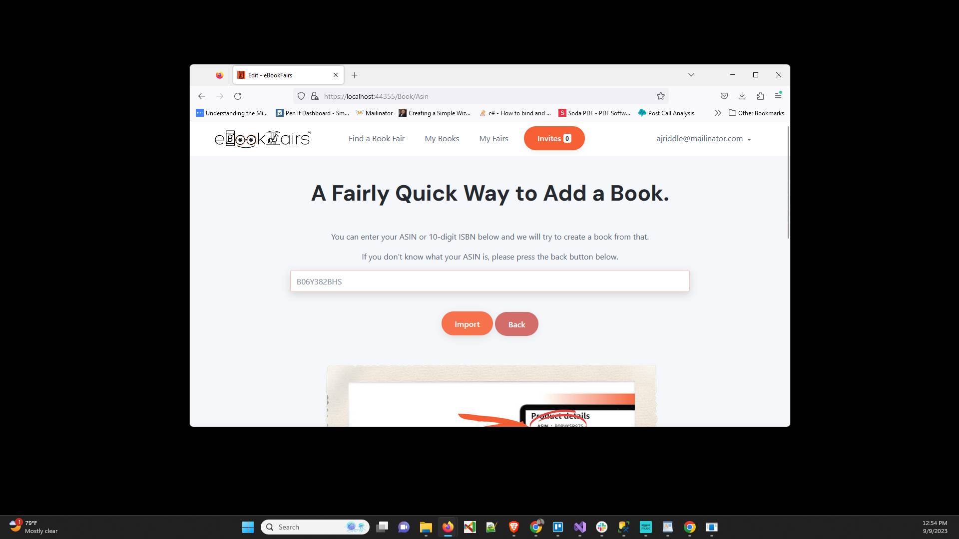 Enter your Amazon ASIN and Click "Import". When it finished the book will be in your "My Books" listing.