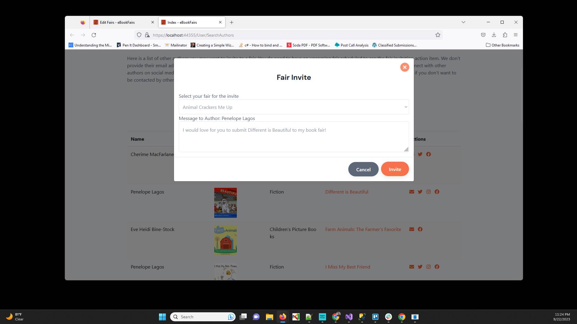 Click the "Invite" button