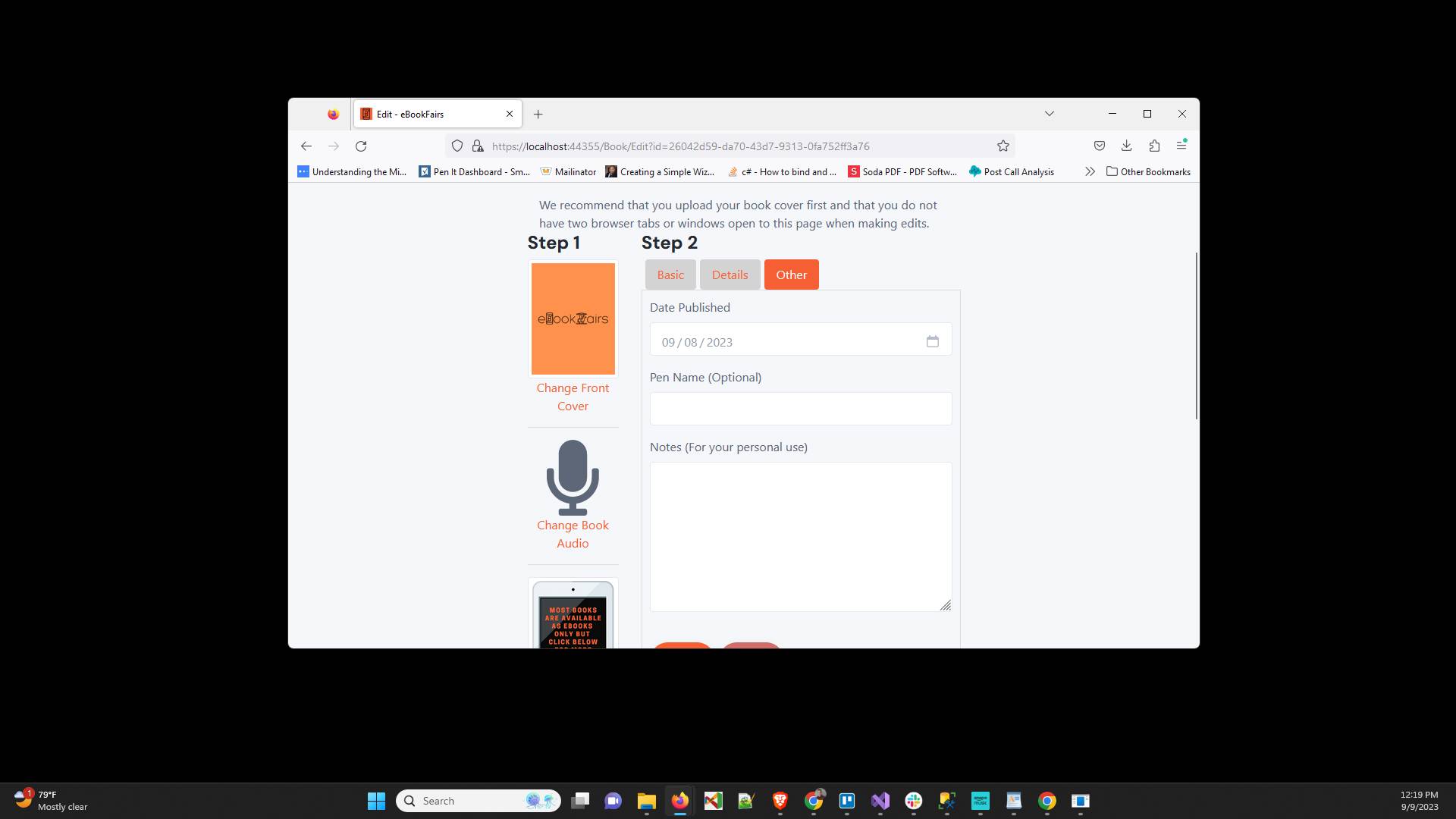 Click on "Date Published" and enter the date your book was or will be published