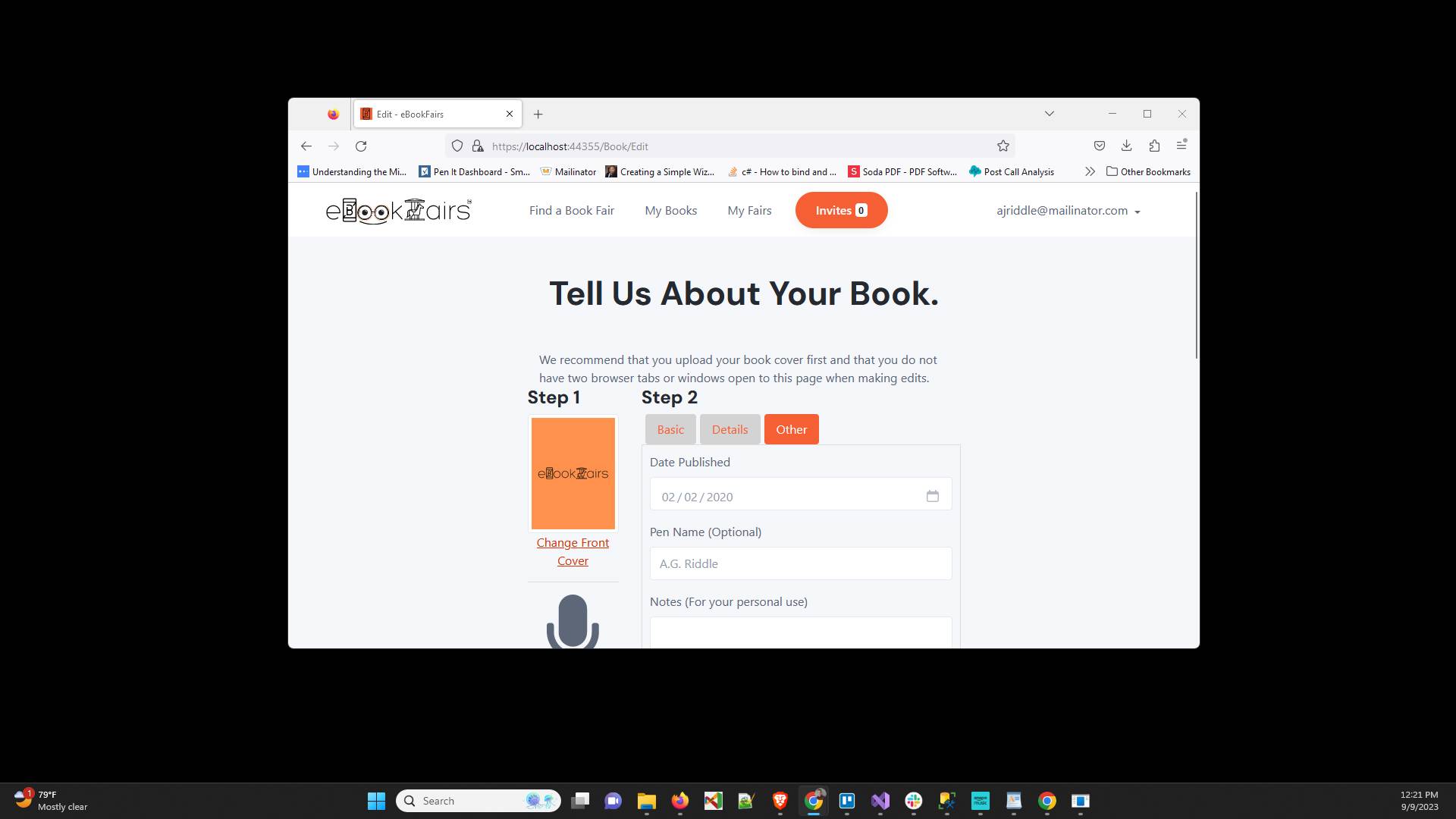 Click "Change Front Cover"
