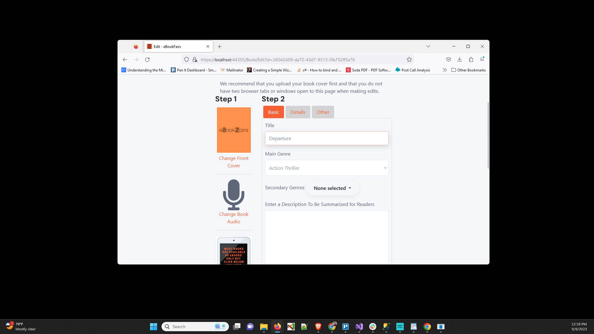 Click the "Main Genre" dropdown and select the main genre for your book