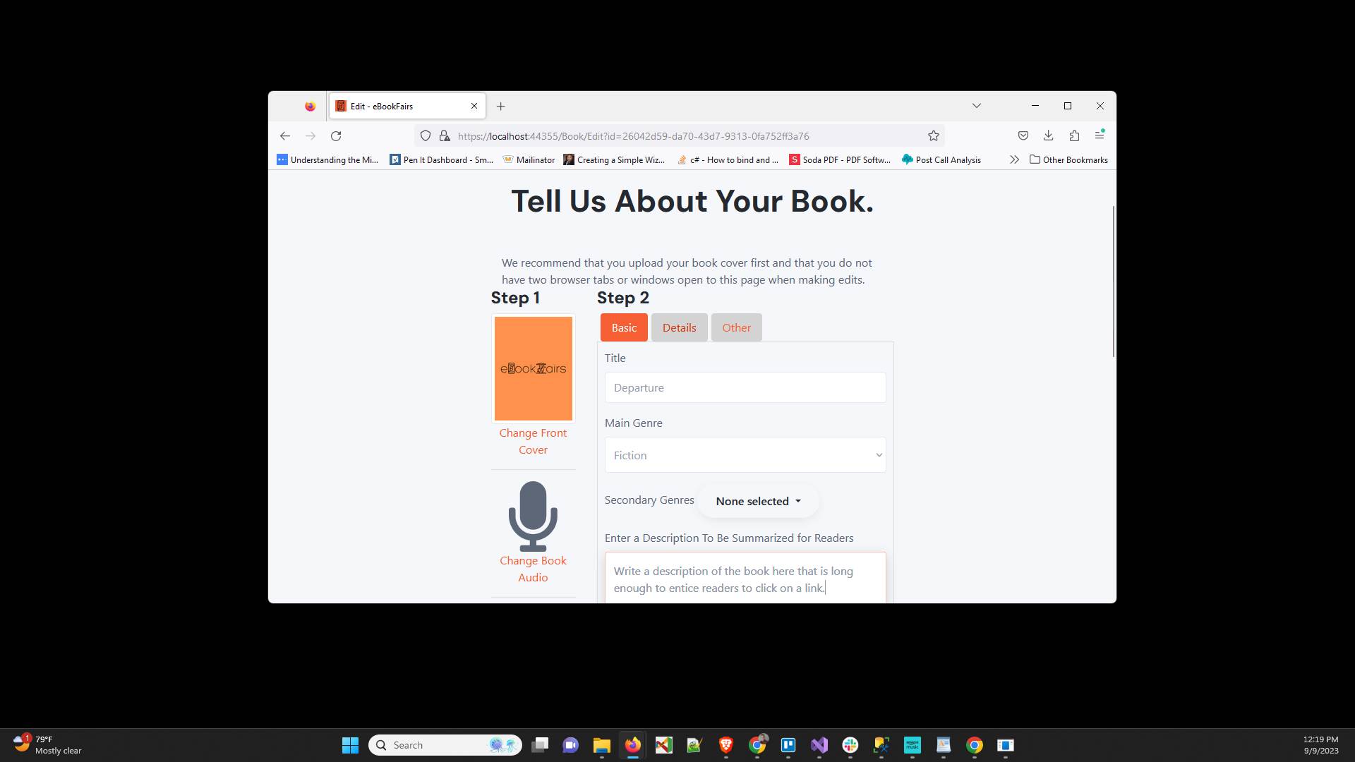 Click "Description" and write a blurb that is long enough to entice readers
