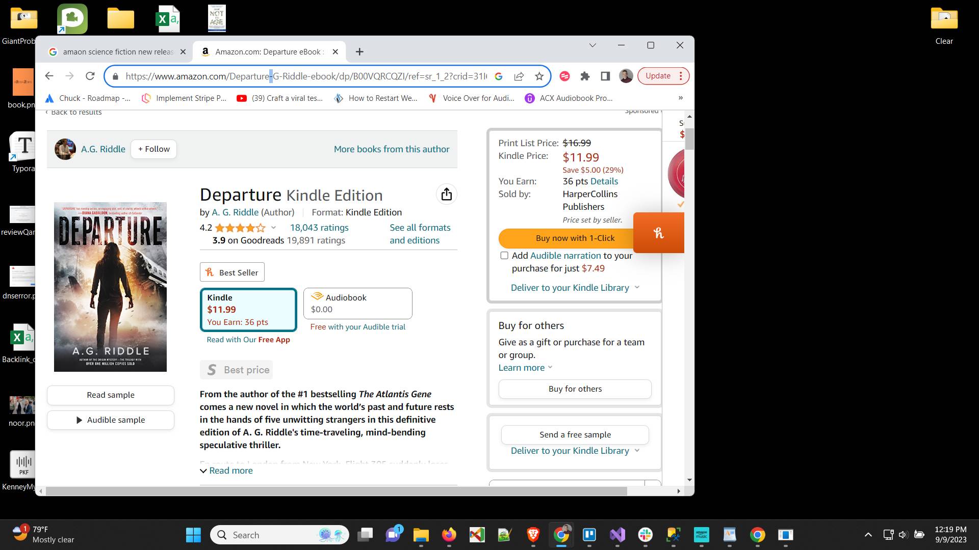 Click "Address and search bar" and copy the link to your Amazon sales page