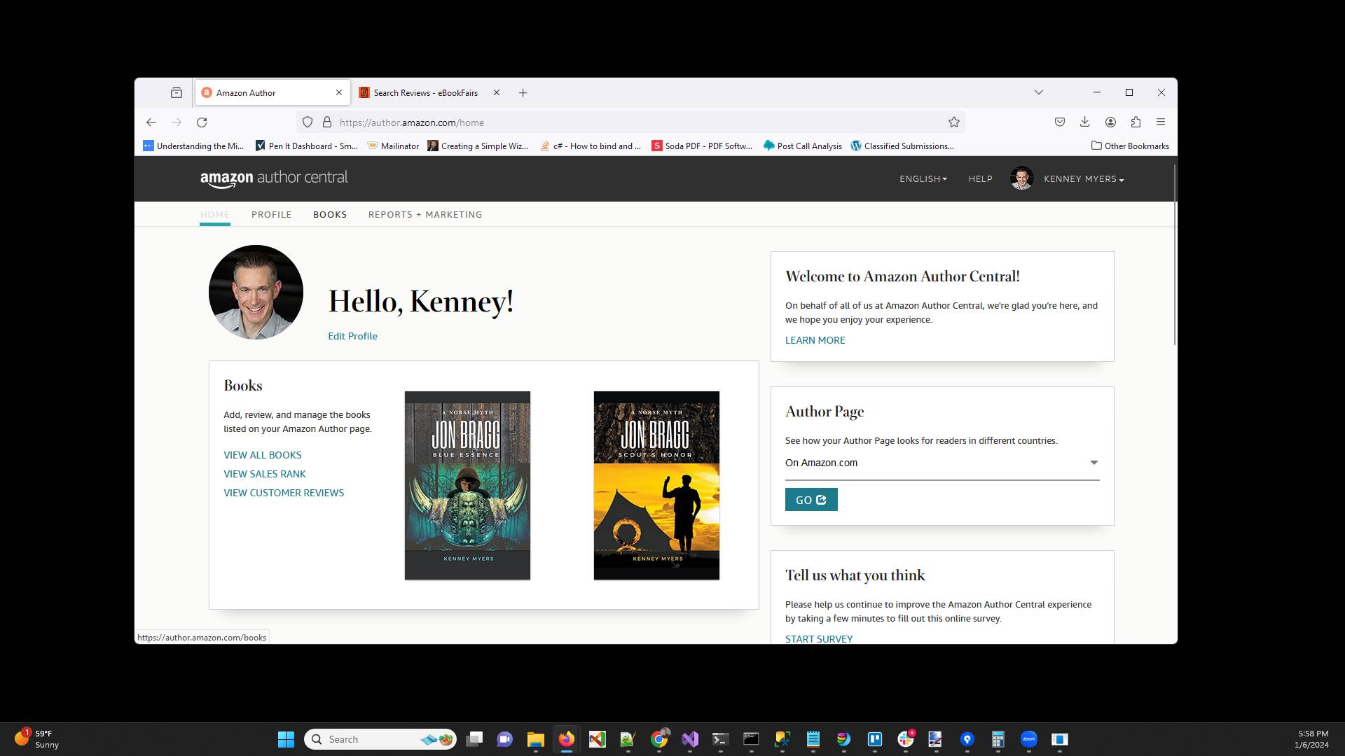 Click "BOOKS" to see all of the books listed on your account.