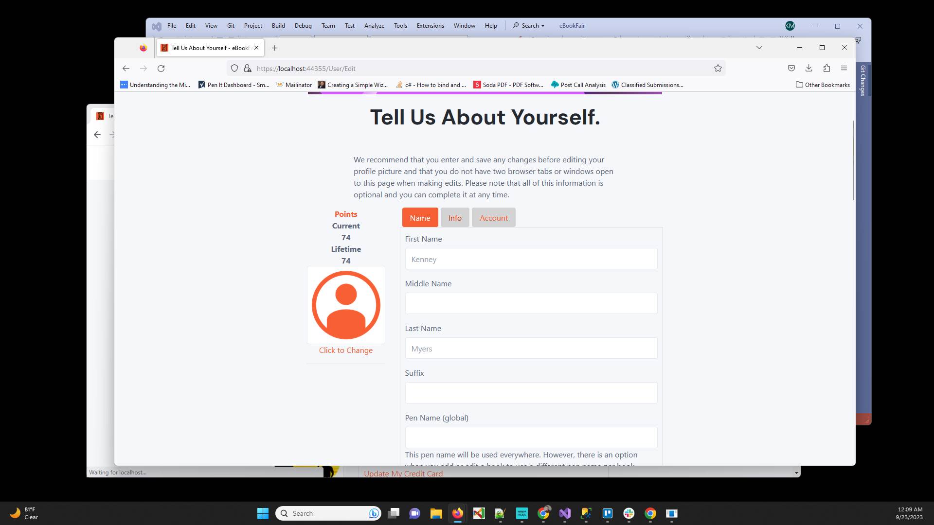 Click on the "Info" tab