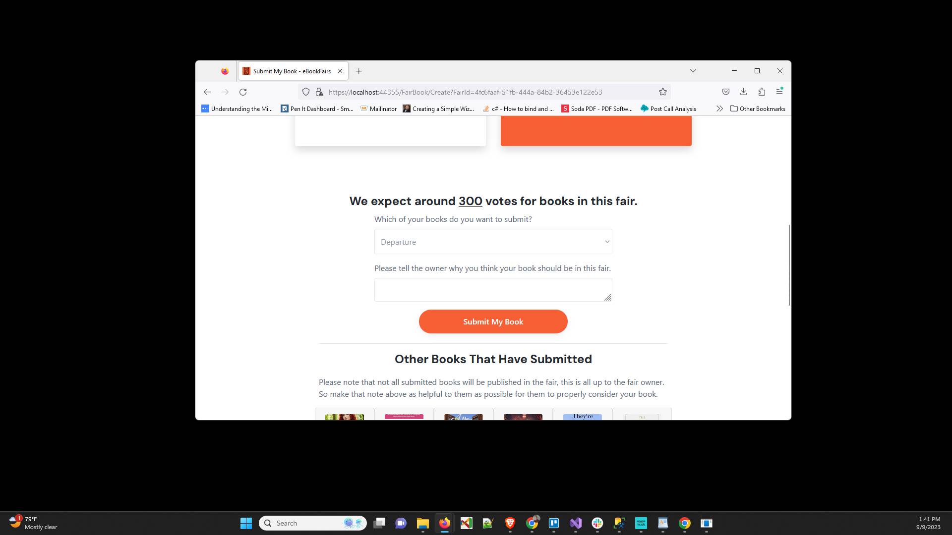 Choose which of your books you want to submit from the dropdown